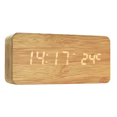 GENERICO - Reloj Luz Led Digital Despertador Madera