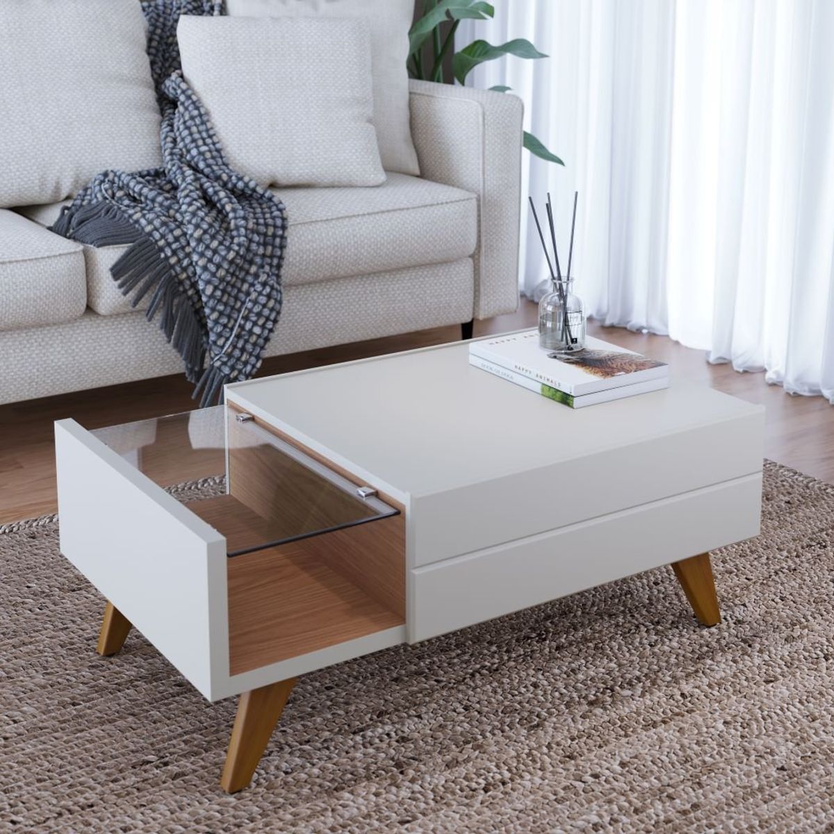 TAHUARI - Mesa de centro Concepcion off white freijo