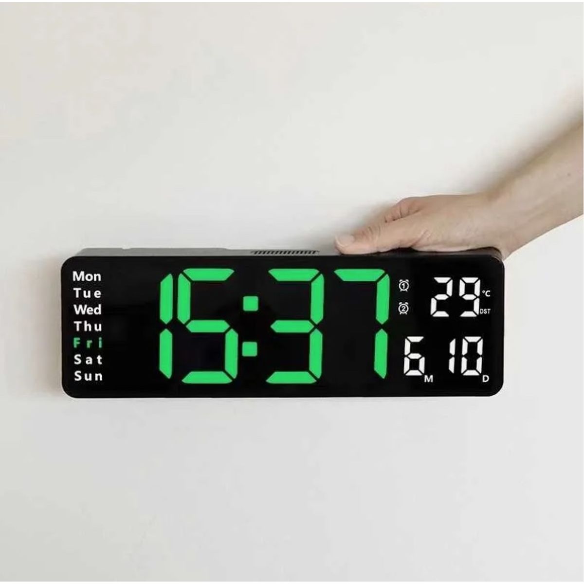 GENERICO - Reloj Despertador Digital De Madera Luz Lcd Pilas Y Usb