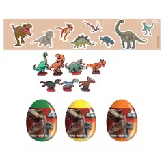 GENERICO - Huevo Sorpresa Jurassic World Con Dinosaurio 2d Y Stickers