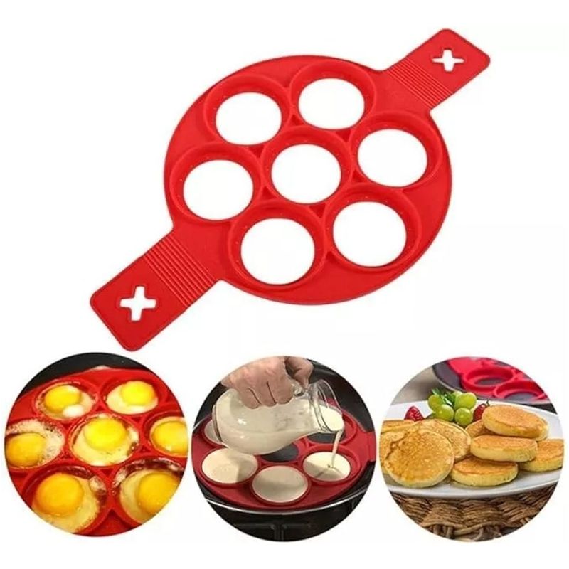 GENERICO - Molde Para Panqueques Queques De Silicona Huevos 7 Espacios