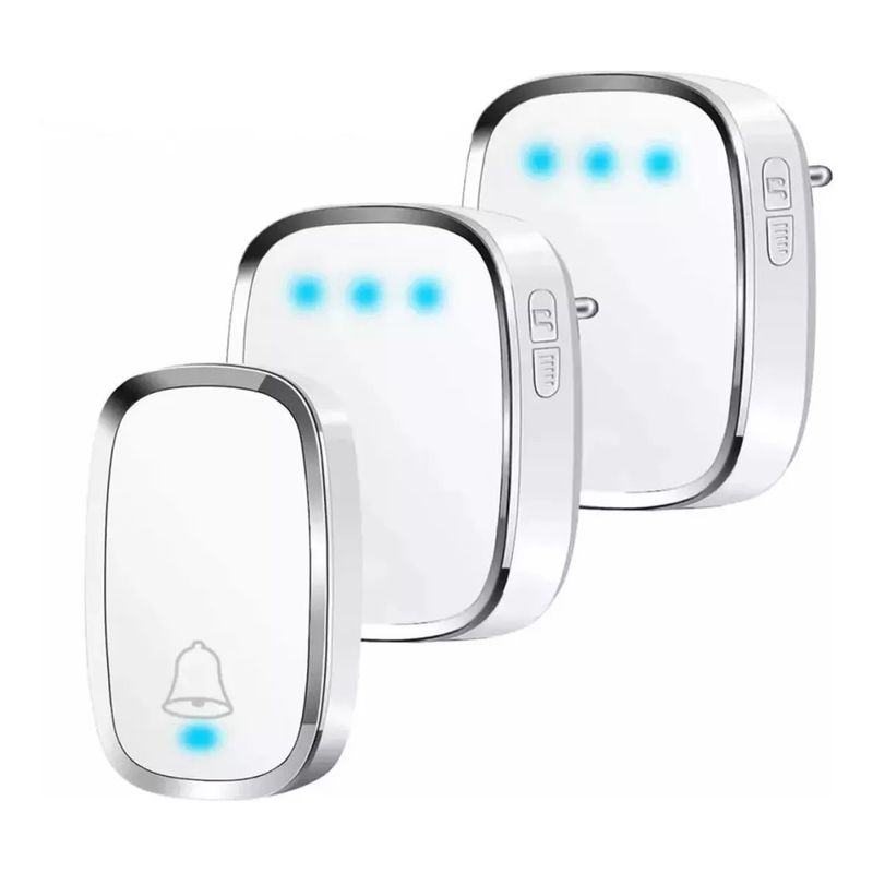 MUNDO MAGIA - Timbre Inalámbrico Impermeable Con Luz Led 1 Transmiso 2 Rec