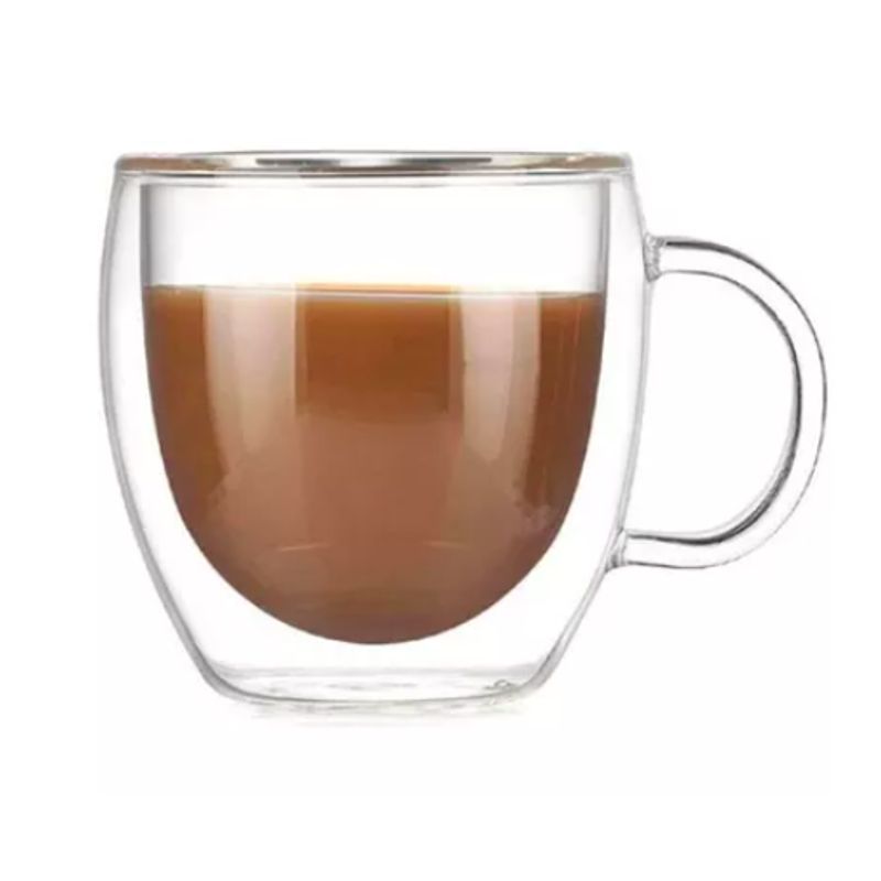 GENERICO - Pack 2 Tazas Doble Pared Vidrio 250ml Cafe Te Capuccino