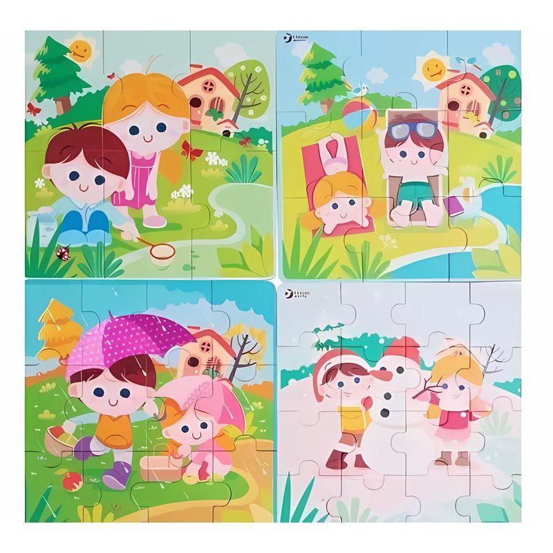 GENERICO - Puzzle 4 En 1 Granja Madera PB-C5
