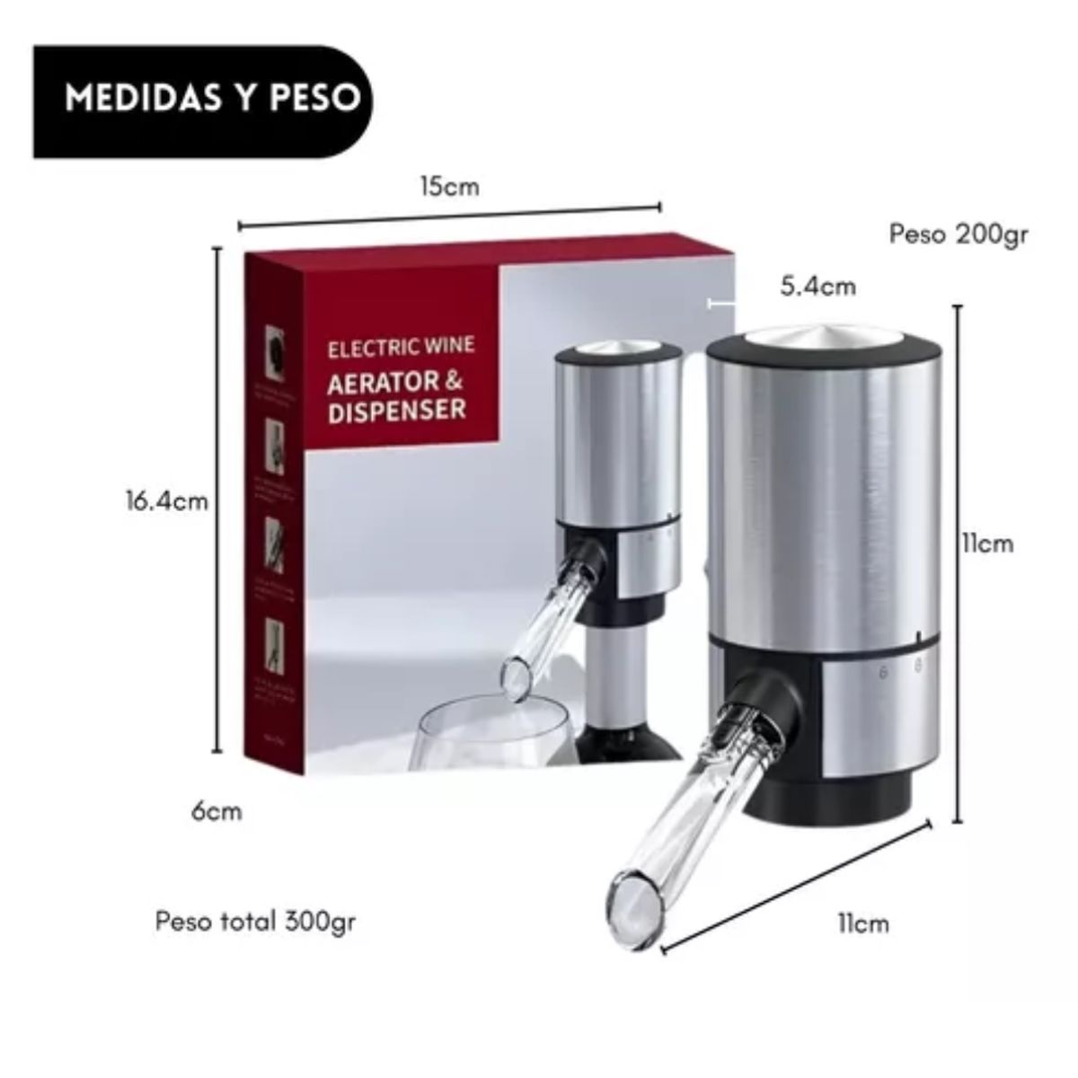 GENERICO - Dispensador Aireador Eléctrico D Vino Automático Inteligente