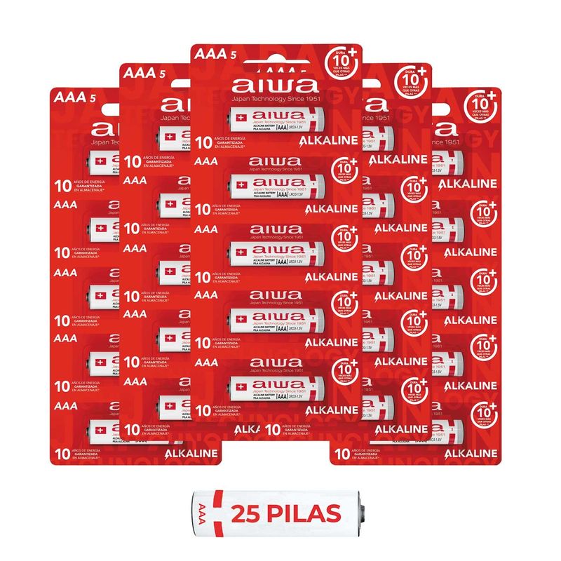 AIWA - Pila Alcalina Aiwa Aaa Pack X25 Unidades Aw-lr03p5