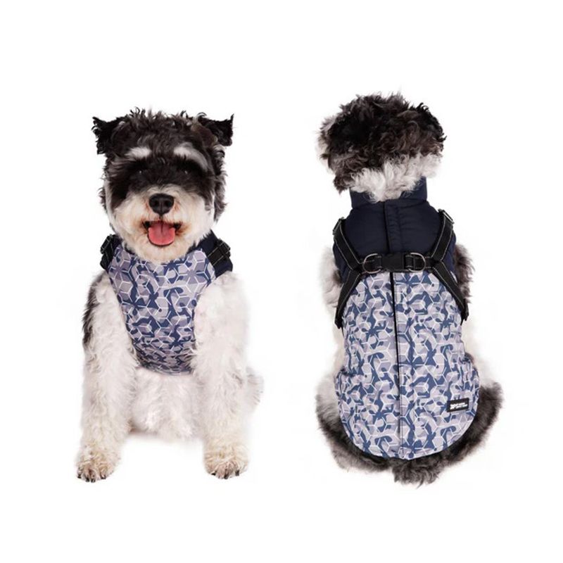 MARBEN PETS - Parka Wonder Dog Camo Con Arnes Reflectamente Azul XLarge
