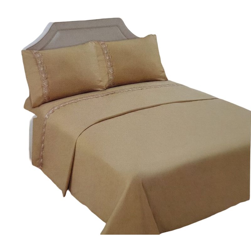 GENERICO - JUEGO DE SABANAS 144 HILOS KING BEIGE