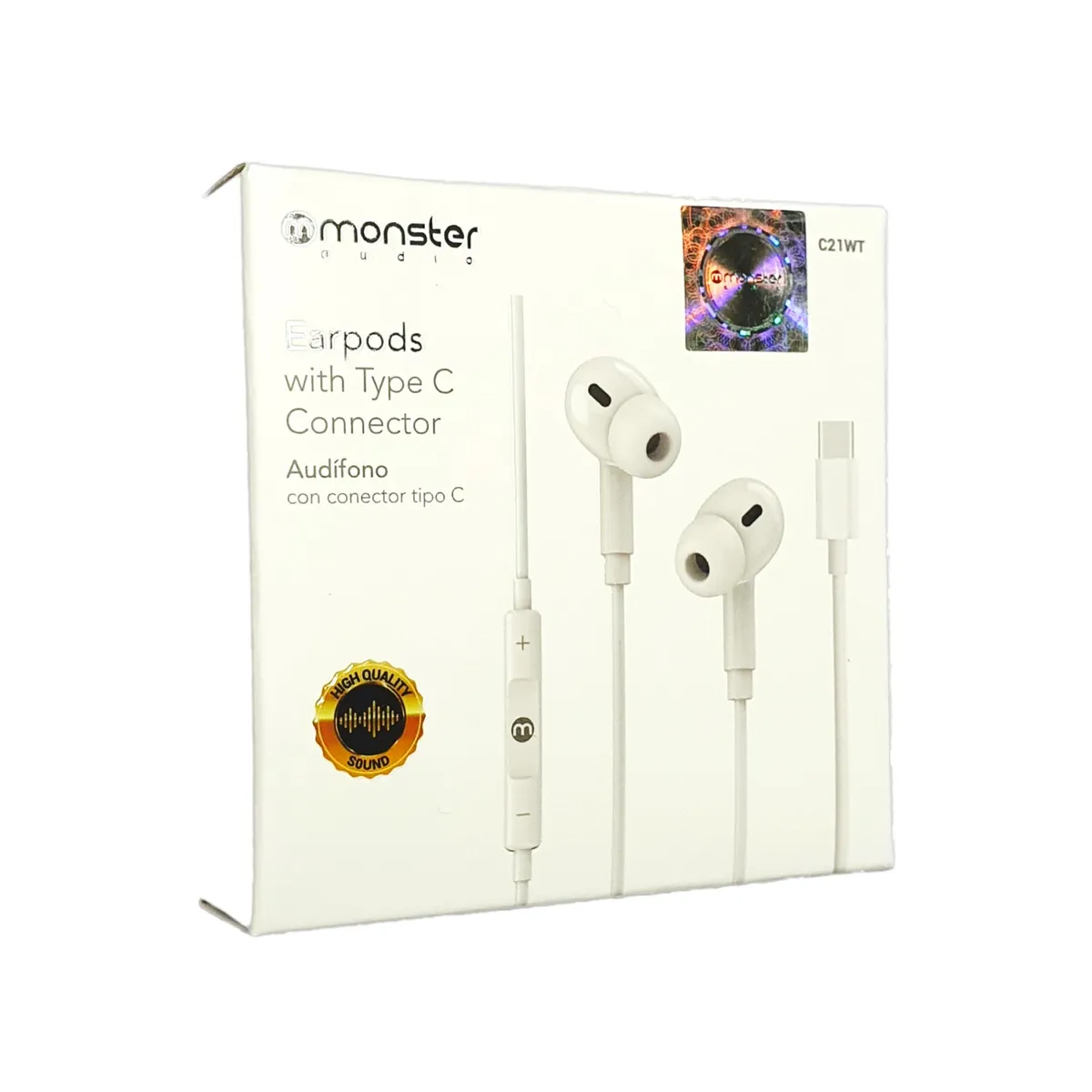 MONSTER ENERGY - Audifonos USB Tipo C Monster Blancos 12m
