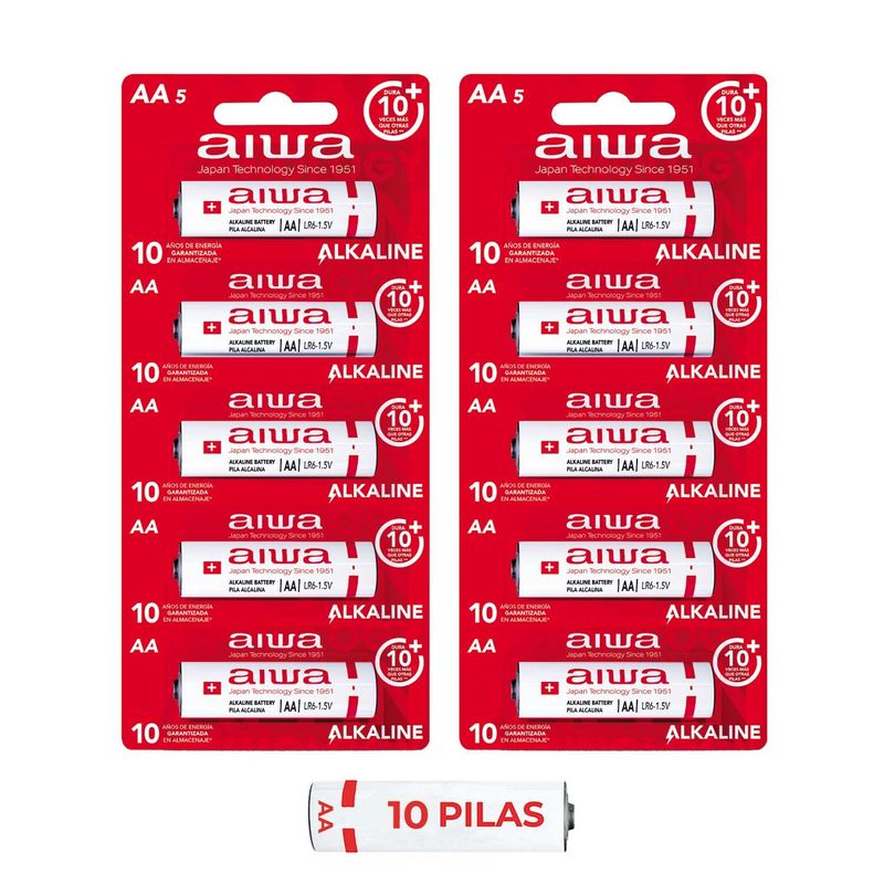 AIWA - Pila Alcalina Aiwa Aa Pack X10 Unidades LR6P5