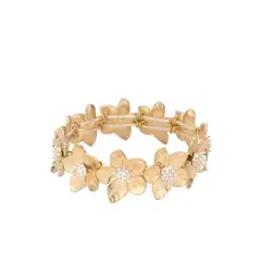 VANE COLLECTION - Pulsera mujer flores stretch dorada mate