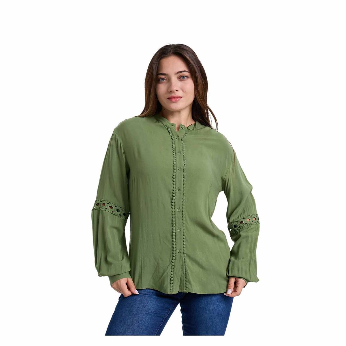 FASHION'S PARK - Blusa Mujer Macramé Lisa Verde Musgo Fashion's Park
