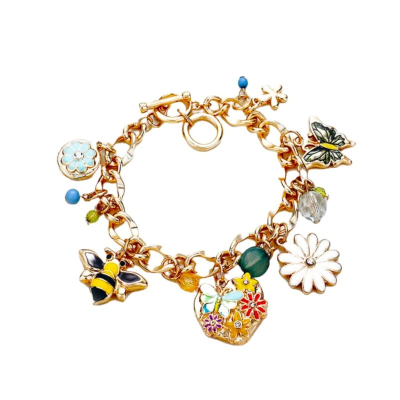 VANE COLLECTION - Pulsera mujer bano de oro y charms figuras esmaltadas