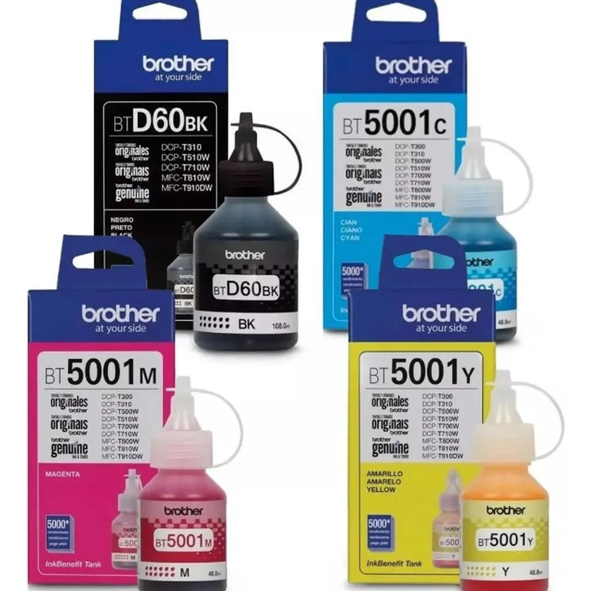 BROTHER - Botellas de Tintas Btd60-bt5001 Original Pack