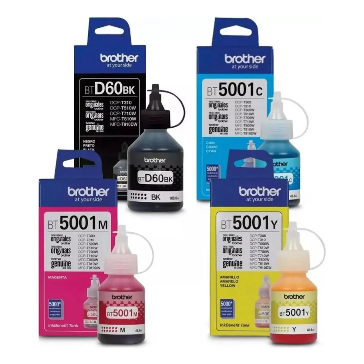 BROTHER - Botellas de Tintas Btd60-bt5001 Original Pack