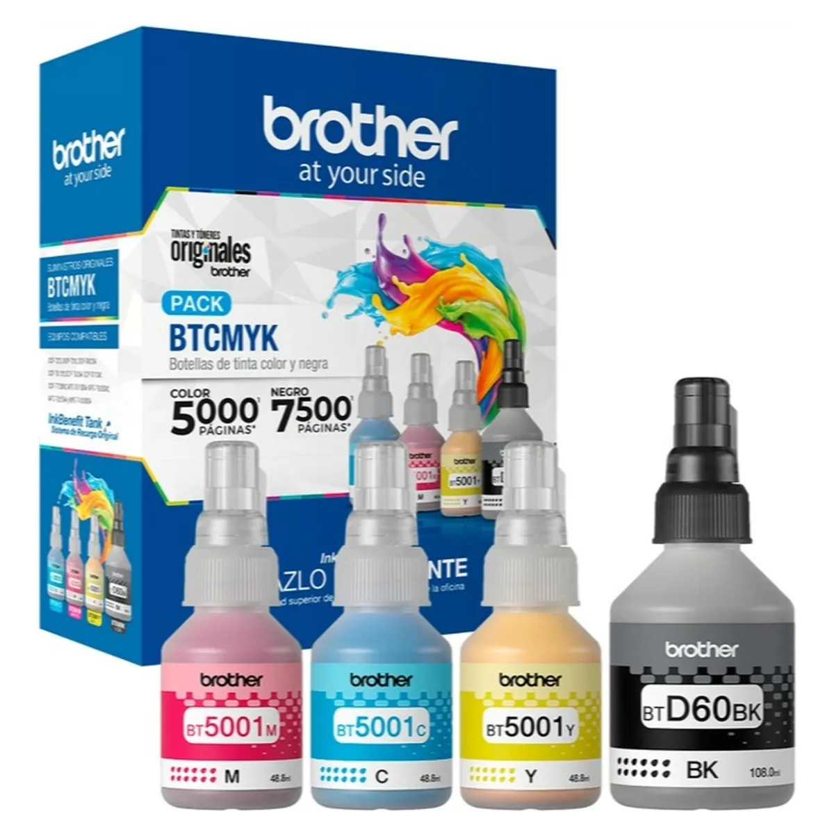 BROTHER - Botellas de Tintas Btd60-bt5001 Original Pack