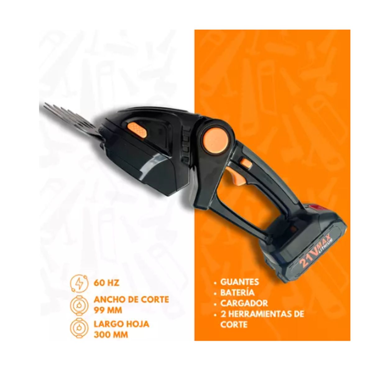 LERNEN - Cortasetos Ornamental Inalámbrico Lernen 2 Baterías Color Negro