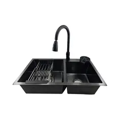 MODERN SPACE - Lavaplatos 80x45 Cm 2.5 Mm Black + Llave Extraible + Lavacopas