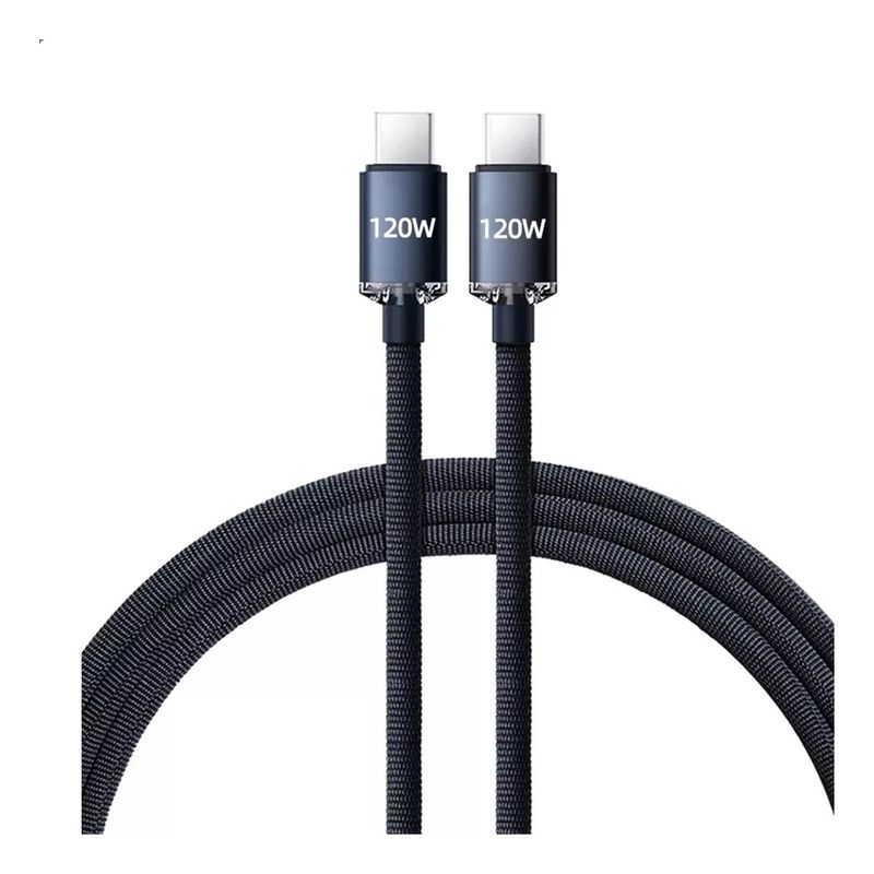 GENERICO - Cable Doble Cristal Usb C - Usb C 120w Carga Rapida 2 Metros
