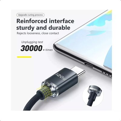 Imagen 2 del producto Cable Doble Cristal Usb C - Usb C 120w Carga Rapida 2 Metros