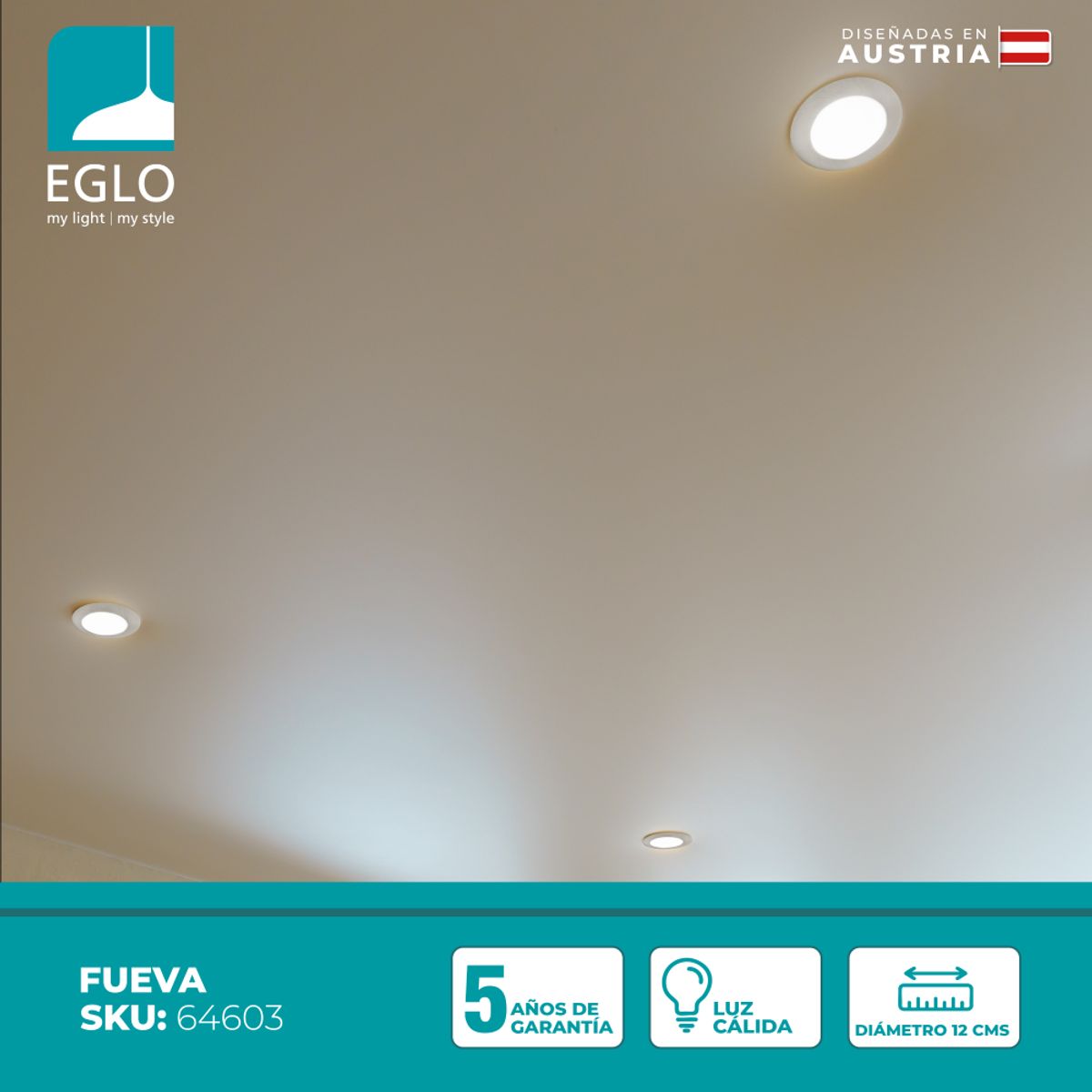EGLO - Foco Embutido Metal Fueva Led  Dm12Cm Neutral 7W 700Lm IP20