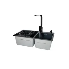 MODERN SPACE - Lavaplatos 68x38 Cm 2.5 Mm Black + Llave Notte + Dispensador