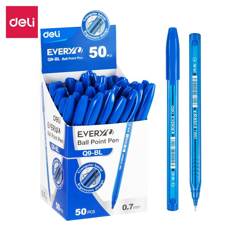 DELI - caja de 50pcs boligrafo lapiz pasta Medio 07MM azul