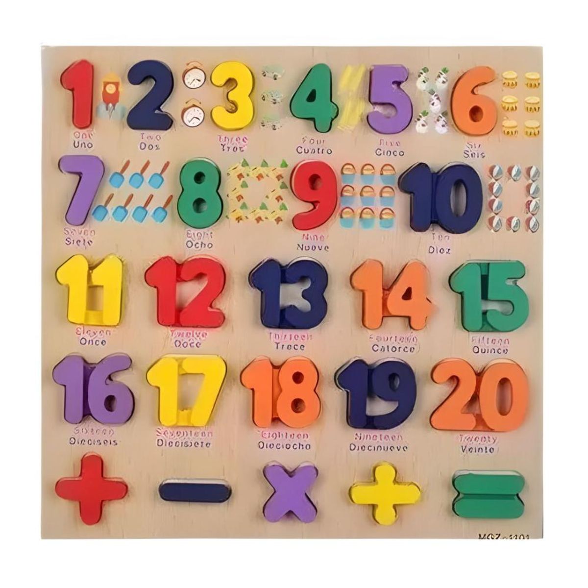 TOLIPA - Encaje Números 1 al 20 Español - Ingles PB-C4
