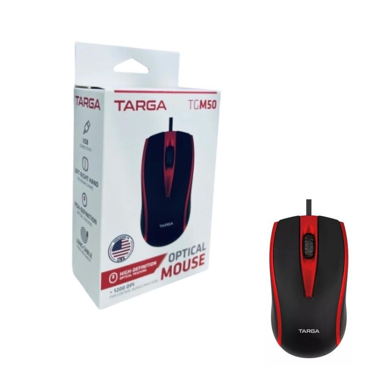 TARGA - Mouse Alámbrico Optico Targa TGM50 Rojo