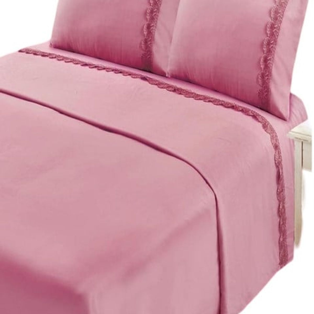 GENERICO - JUEGO DE SABANAS 144 HILOS 2 PLAZA ROSADO