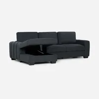 Sofá Seccional Boston Con Almacenaje Izquierdo Tela Grafito