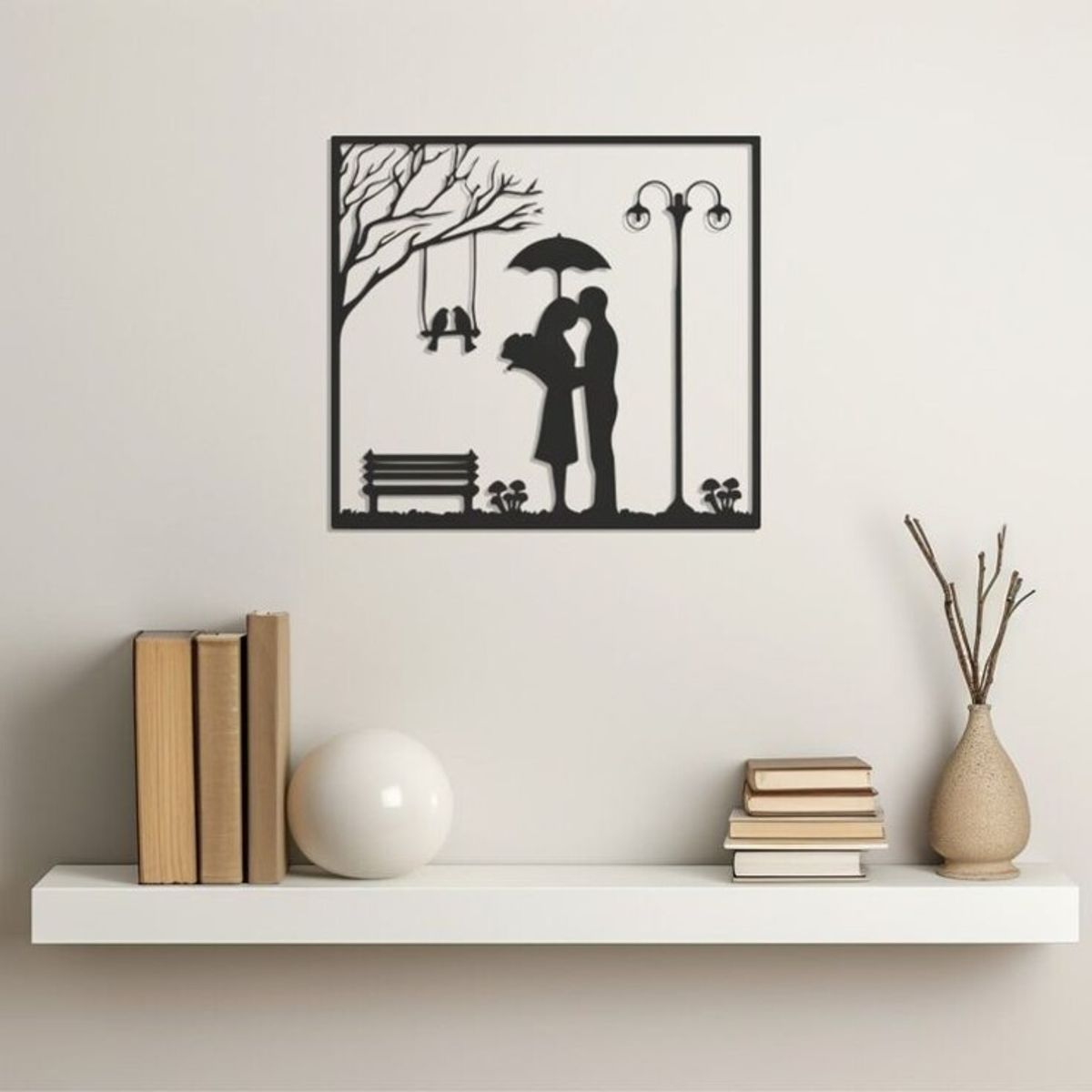 GENERICO - Cuadro Artesanal Enamorados en Madera mdf