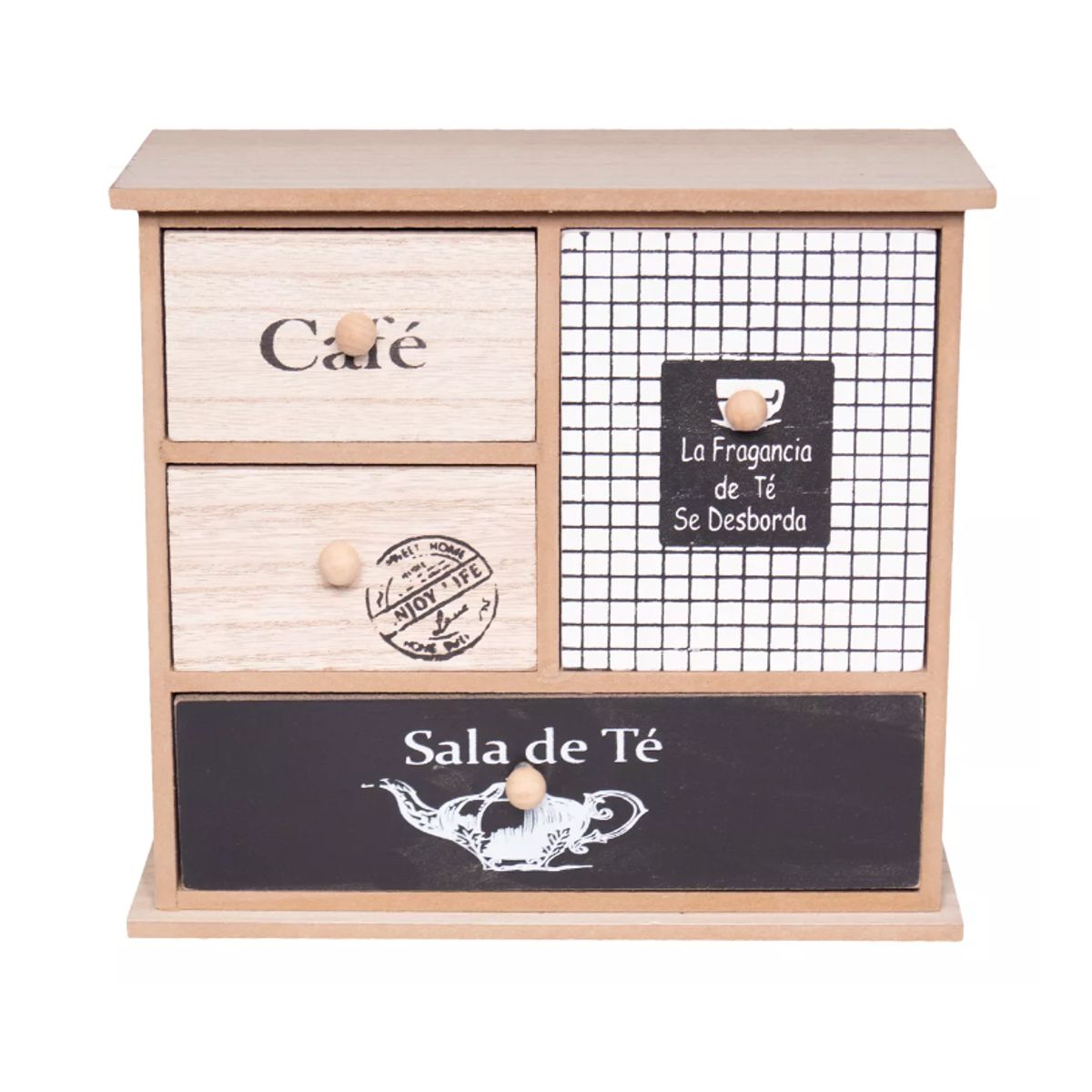 NO LOGO - Cajonera De Madera 4 Compartimentos