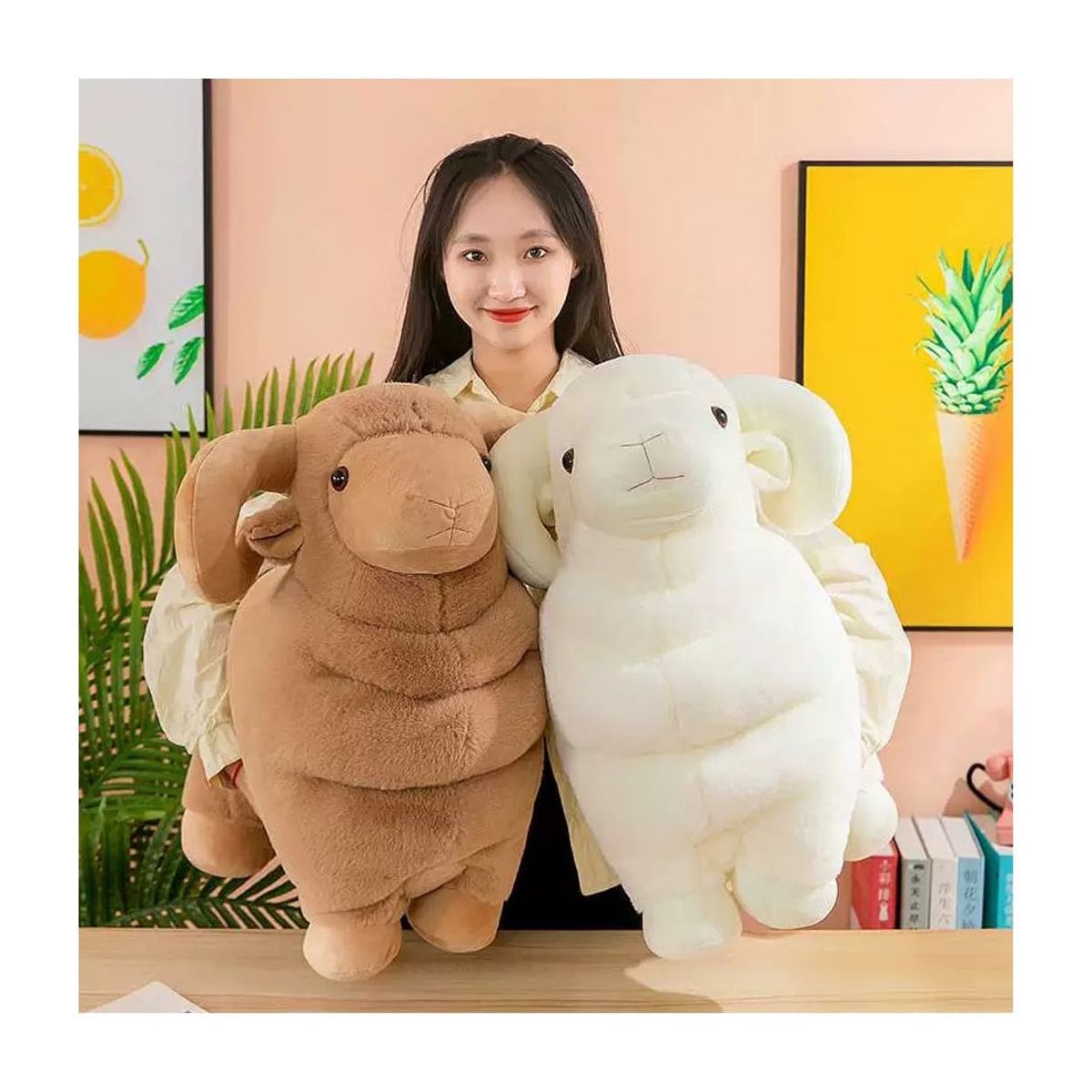 NO LOGO - Peluche Cabra Kawaii 40cm Blanco