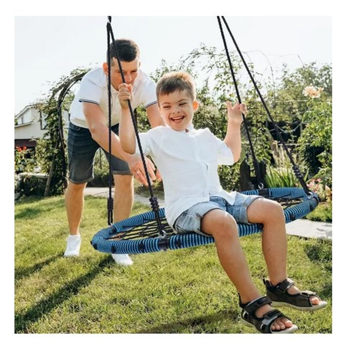 JUGUETON - Columpio Vestibular Circular 100cm Autismo Tea Negro Azul