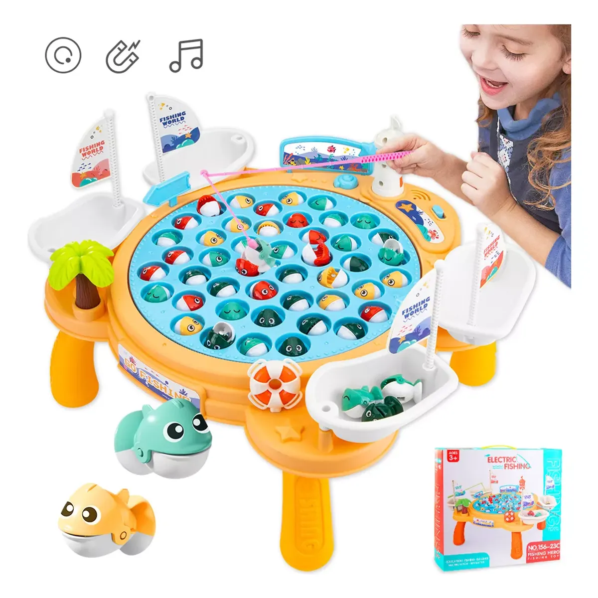 LUKOVEE - Juguete De Pesca Eléctrico Magnético Musical Juego Niños