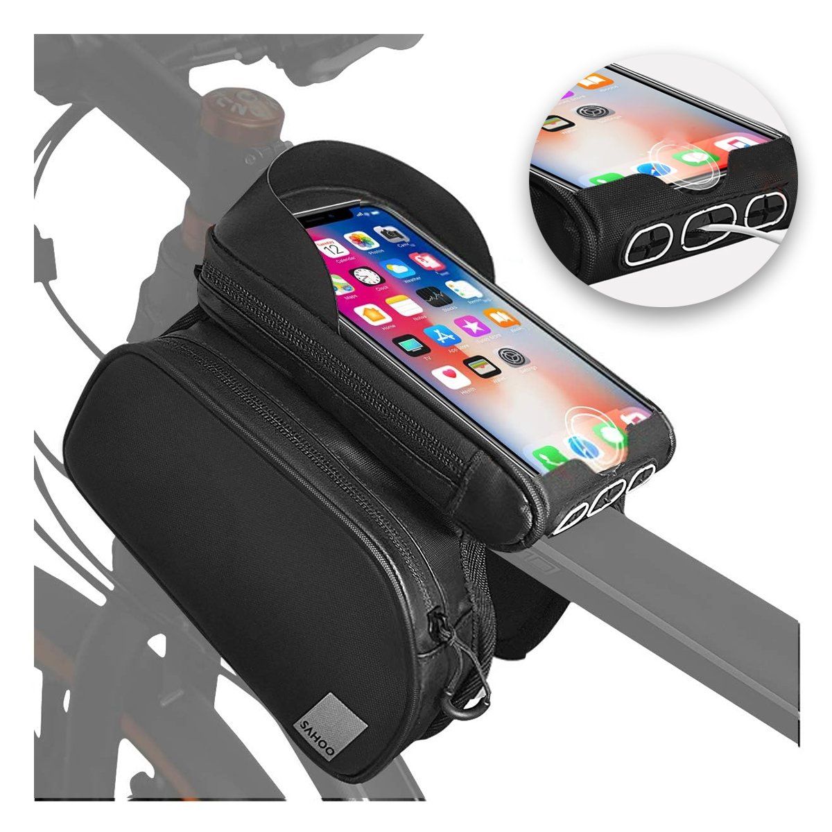 GENERICO - Bolsa Portacelular Bicicleta Huella Con Conector Auricular