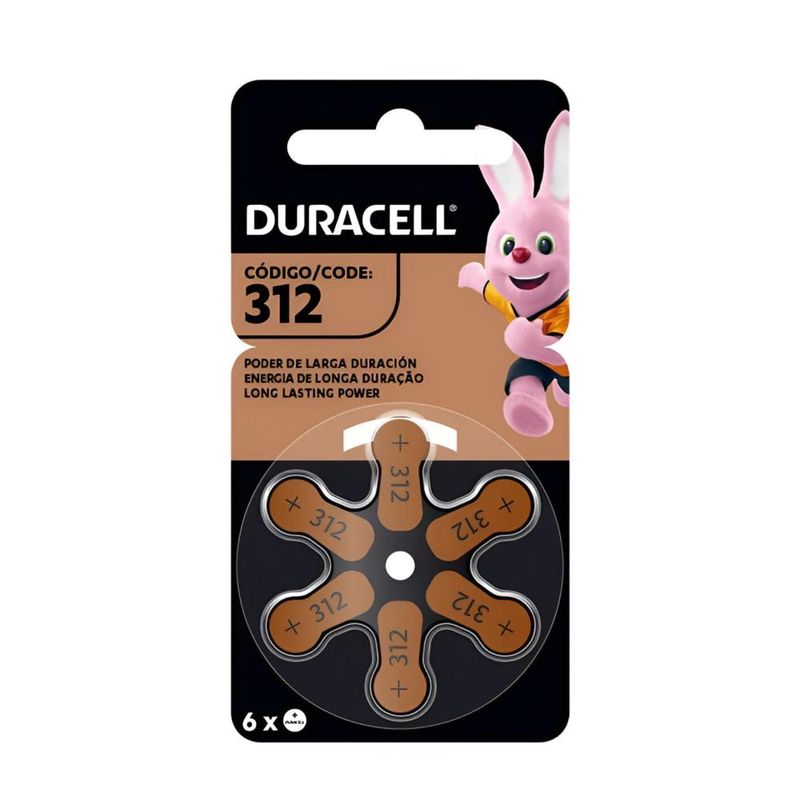 DURACELL - Pila Duracel 312 Auditiva - Pack de 6U Larga Duración - Plateado