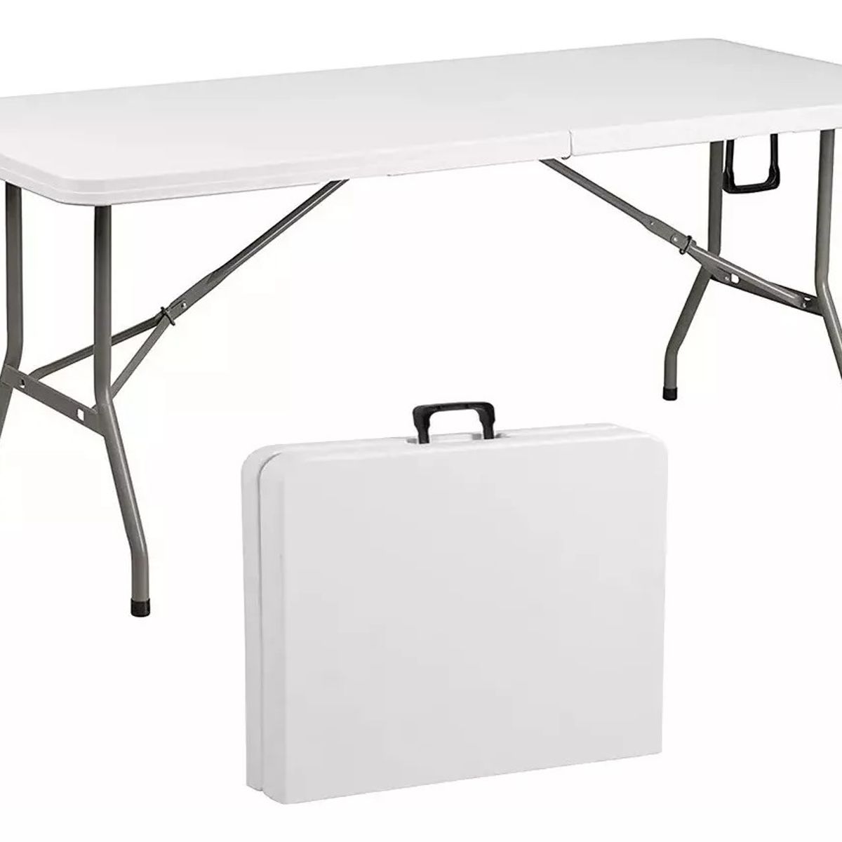 GENERICO - Mesa Plegable Camping 180 X 75 Cms Portátil Color Blanco