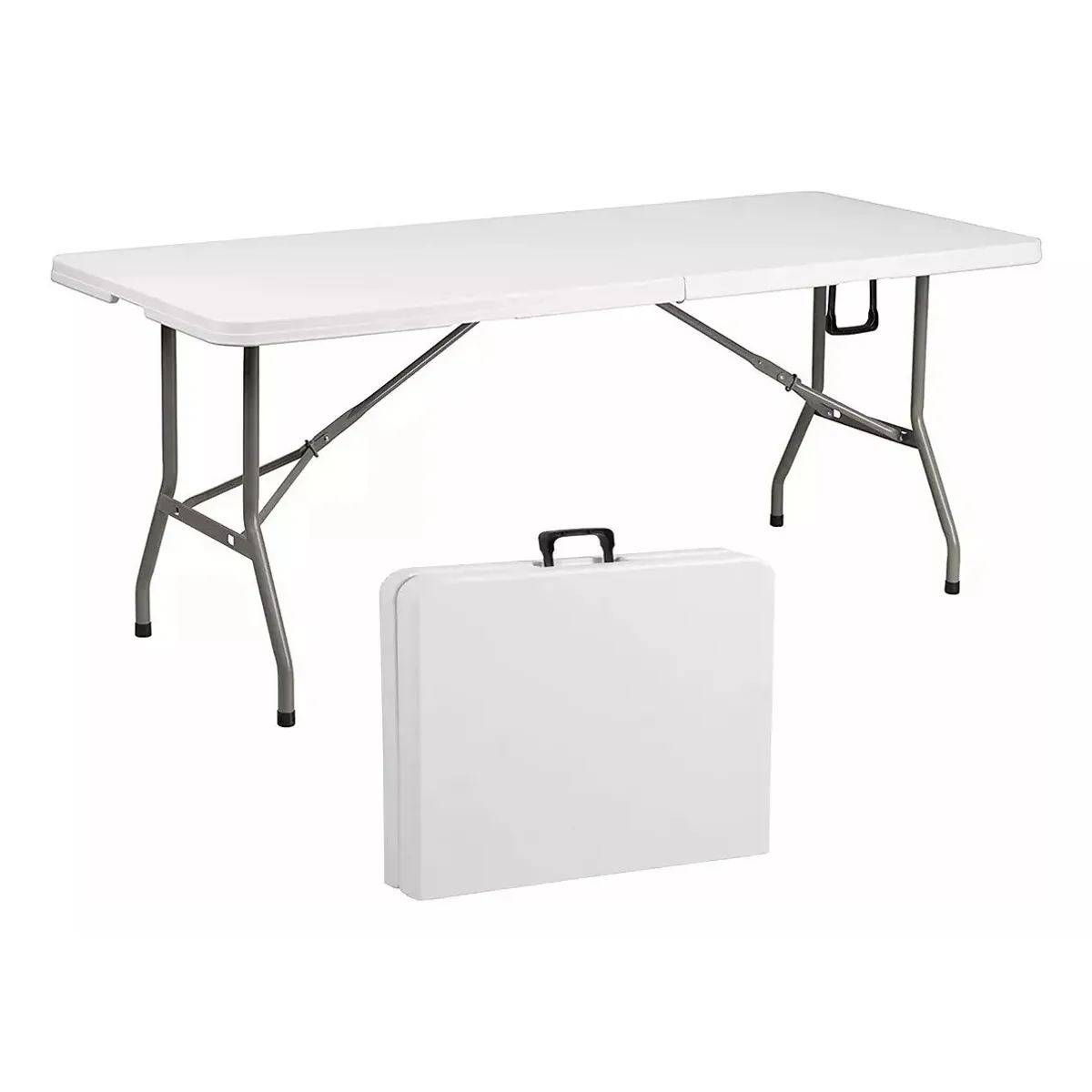 GENERICO - Mesa Plegable Camping 180 X 75 Cms Portátil Color Blanco