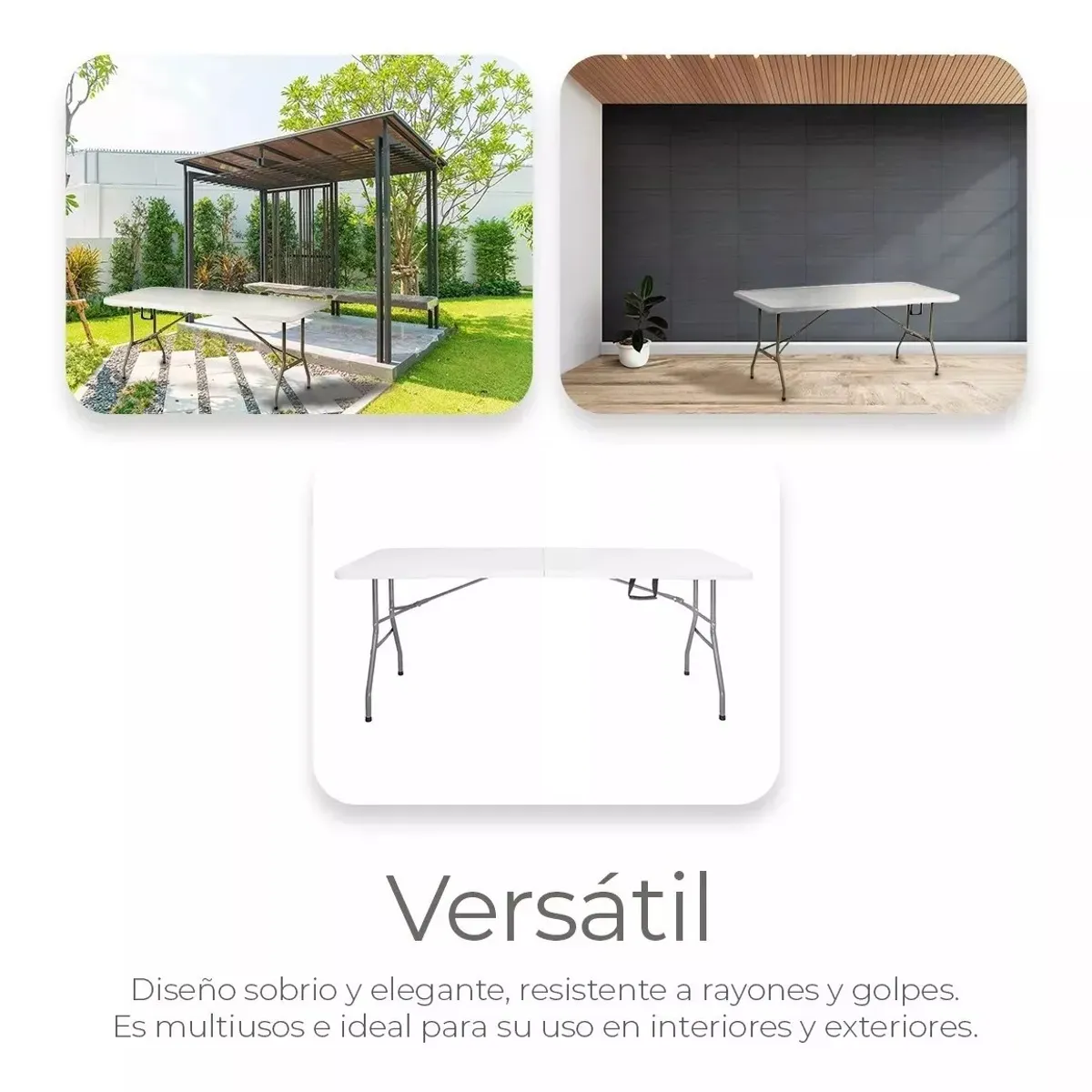 GENERICO - Mesa Plegable Camping 180 X 75 Cms Portátil Color Blanco