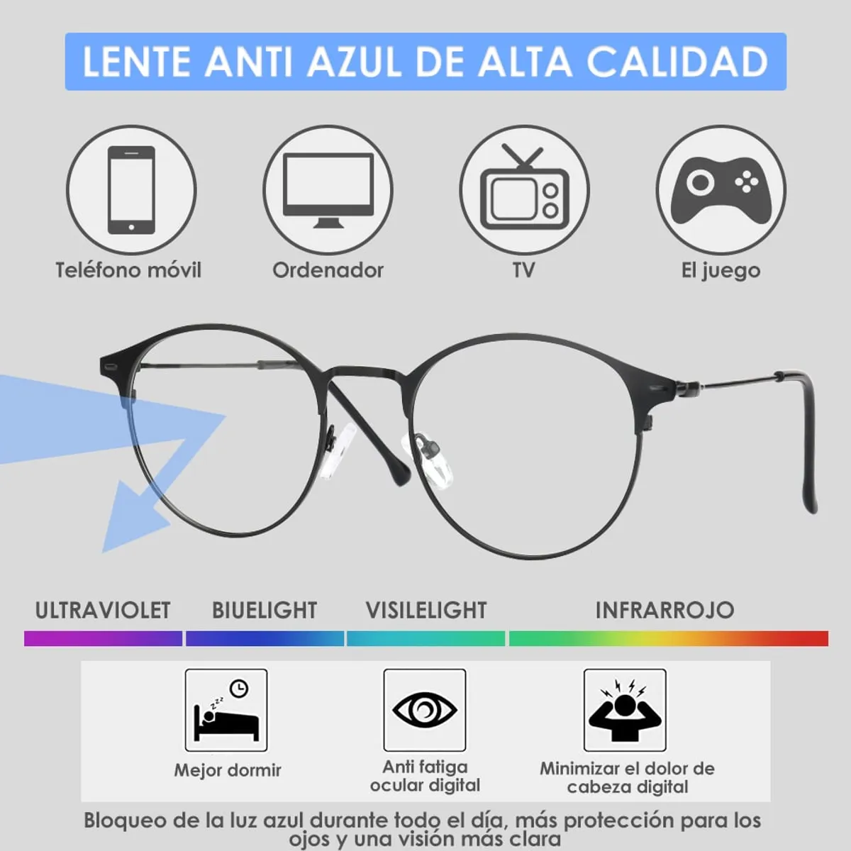 LUKOVEE - Lentes De Descanso Protección Luz Azul Ultraligeras Unisexo