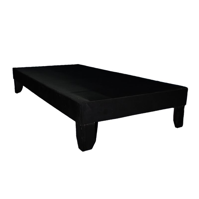 GENERICO - Base De Cama Europea 1 Plaza Negro En Lino Y Madera De Pino