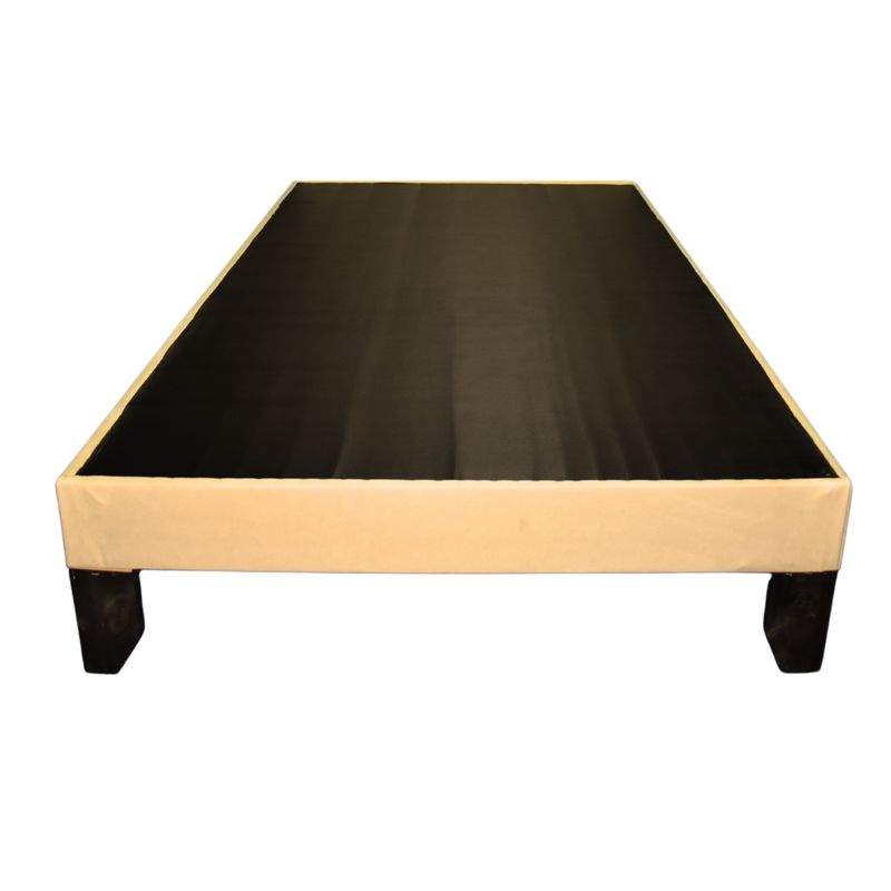 GENERICO - Base De Cama Europea 1 Plaza Beige En Lino Y Madera De Pino