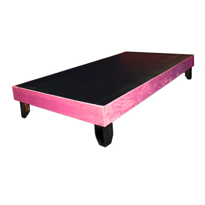 GENERICO - Base De Cama Europea 1 Plaza Palo Rosa En Lino Y Madera De Pino