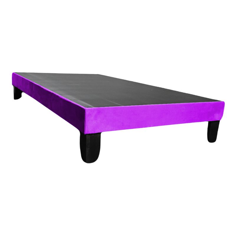 GENERICO - Base De Cama Europea 1 Plaza Lila En Lino Y Madera De Pino