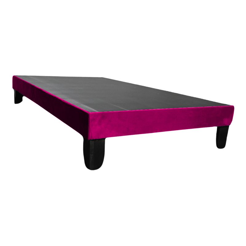GENERICO - Base De Cama Europea 1 Plaza Fucsia En Lino Y Madera De Pino
