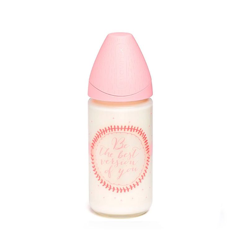 SUAVINEX - MAMADERA VIDRIO 240ML SILICONA ROSA