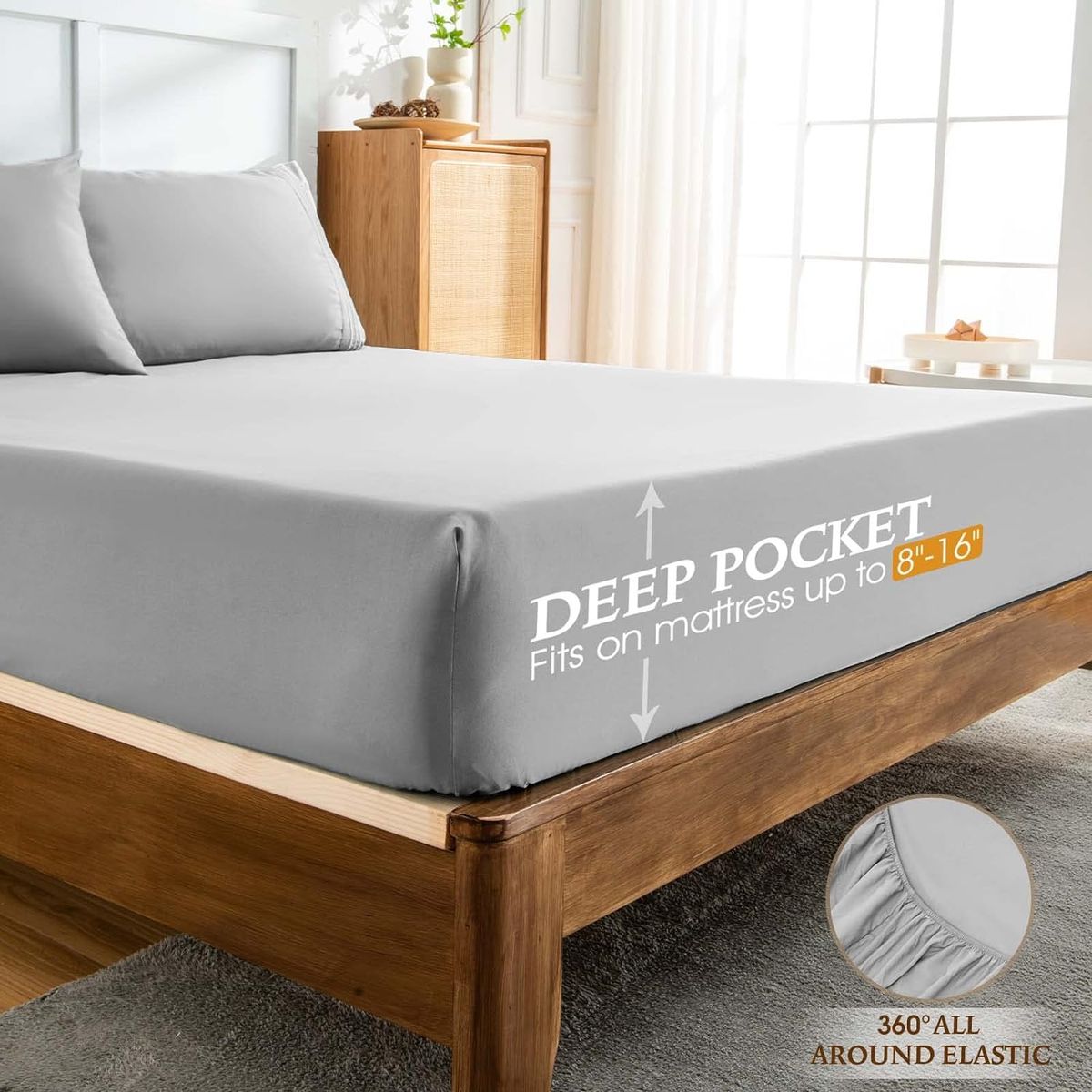 GENERICO - SABANA GRIS KING UNICOLOR 4 PIEZAS MATERIAL DE ALGODON WYM