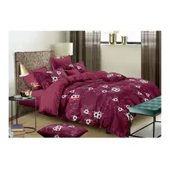 DIANA - CUBRECAMA QUILT 1.5 plaza BURDEO FLOR 100% ALGODON